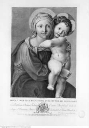 Schola Italica Artis Pictoriae sive tabulae insigniores in romanis pinacothecis adservatae tabulis aere incisis nunc primum editae sumptibus Petri Pauli Montagnani-Mirabili Romae MDCCCVI, Tafel (17): Haec Virgo illa dignissima ...