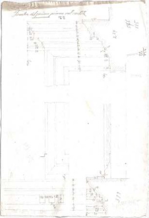 Voit, Johann Michael; Mappe mit Berechnungen und verschiedenen Skizzen - Fenster (Aufrisse, Schnitte)
