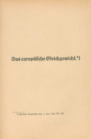 Das europäische Gleichgewicht