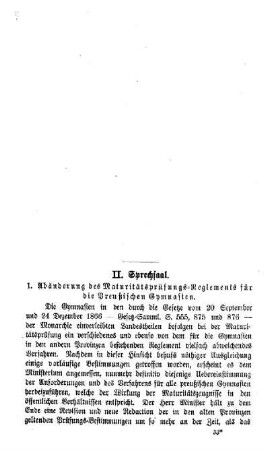 Abänderung des Maturitätsprüfungs-Reglements für die Preußischen Gymnasien : Sprechsaal