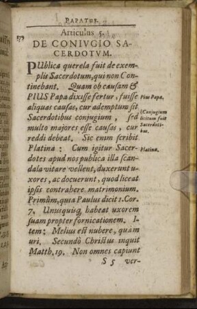 Articulus 5. De Coniugio Sacerdotum