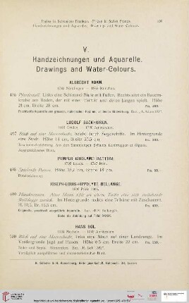 V. Handzeichnungen und Aquarelle. Drawings and Water-Colours (Nr. 496 - 530)
