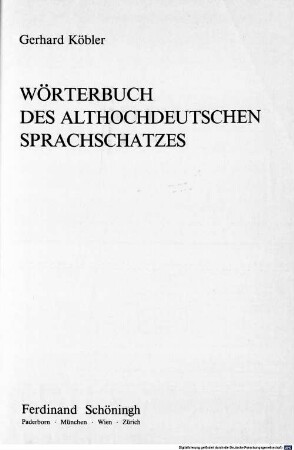 Wörterbuch des althochdeutschen Sprachschatzes