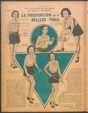 La proporción en la belleza física : Una clase de belleza por semana