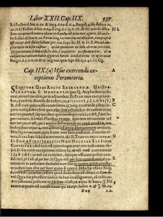 Cap. IIX. (a) Usus exercendae exceptionis Peremtoriae