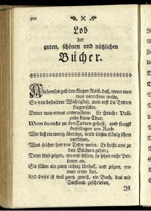 Lob der guten, schönen und nützlichen Bücher.
