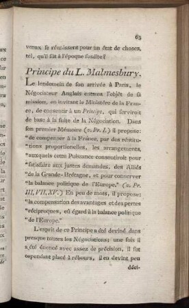 Principe du L. Malmesbury.