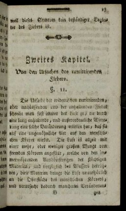 Zweites Kapitel. Von den Ursachen des remittirenden Fiebers.