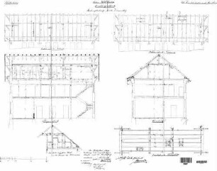Wallhausen: Empfangsgebäude Verwaltungsgebäude Querschnitte,Dachstuhl,Gebälk (m.TR,FU)