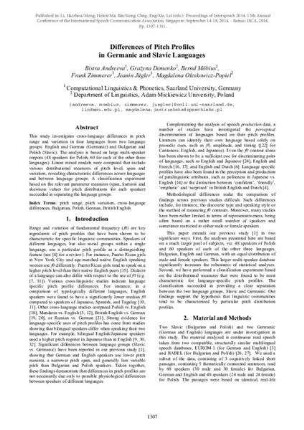 Differences of Pitch Profiles in Germanic and Slavic Languages