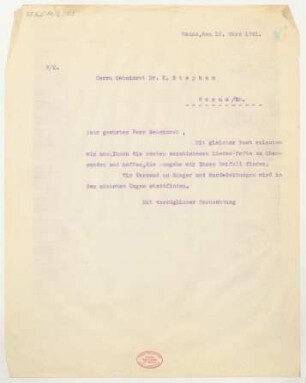 Brief an Karl Stephan : 19.03.1921