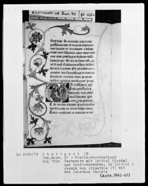 Gebetbuch des Konrad Peutinger — Initiale G (arda), darin eine Beweinungsszene, Folio 125verso
