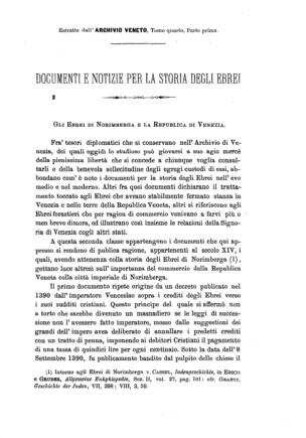 Documenti e notizie per la storia degli ebrei / [von] M. Lattes
