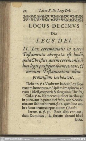 Locus Decimus De Lege Dei