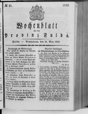No. 21, Ausgabe vom 25. Mai 1839