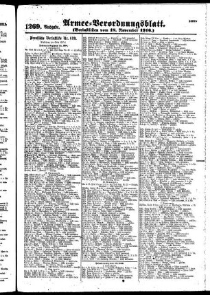1269. Ausgabe. Samstag, 18. November 1916
