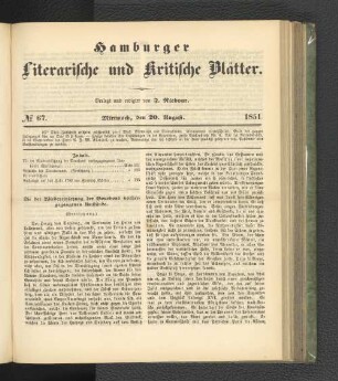 No. 67. 20. August 1851