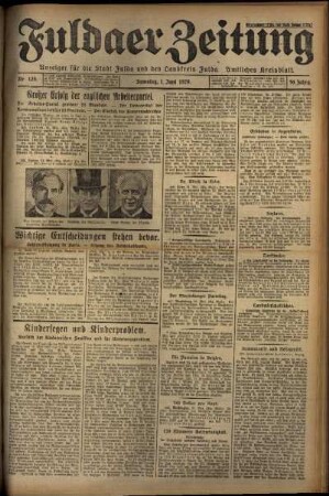 Erste Ausgabe vom Samstag, den 01. Juni 1929.