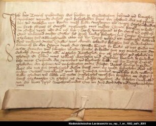 Der Präbendat Tyarck in Suurhusen tauscht mit dem Pfarrer Meister Dyver in Larrelt Grundbesitz im Campener und Suurhuser Hammrich = OUB II, Nr. 1585, S. 576 Anhängendes Siegel erhalten