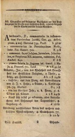 Handbibliothek der theologischen Litteratur, 1. A - F