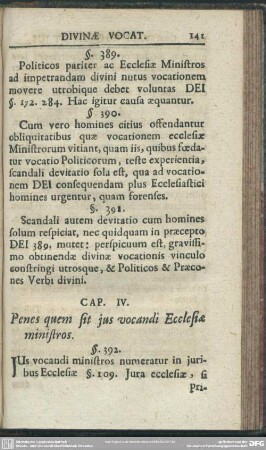 Cap. IV. Penes quem sit jus vocandi Ecclesiae ministros