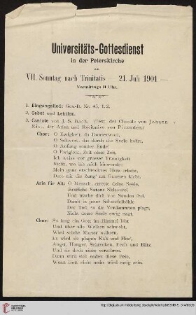 Beilage (Universitätsgottesdienst 21.07.1901)