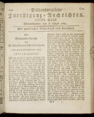 XXXIX. Stück. Sonnabends: den 26. Sept. 1795.