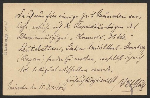 Brief an B. Schott's Söhne : 15.07.1899