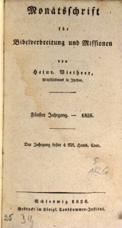 Monatsschrift für Bibelverbreitung und Missionen, 5. 1826