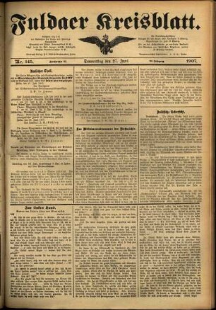 Ausgabe vom Donnerstag, den 27. Juni 1907.