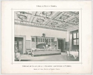 Thiersch, Friedrich von; Wiesbaden; Kurhaus - Büffetwand u. Deckenbekleidung im Biersaal des neuen Kurhauses zu Wiesbaden