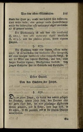 Elftes Capitel. Von den Gliedern der Finger. § 676-680.