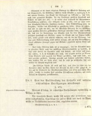Tit. I. Von der Vollstreckung der Urtheile und anderer richterlichen Verfügungen überhaupt