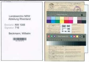 Entnazifizierung Wilhelm Beckmann , geb. 23.03.1920 (Postbote)