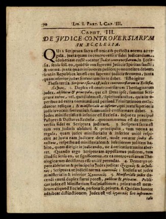 Caput III. De Judice Controversiarum In Ecclesia.