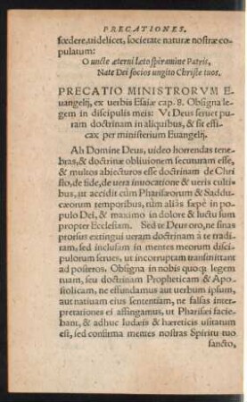 Precatio Ministrorum Evangelii ...