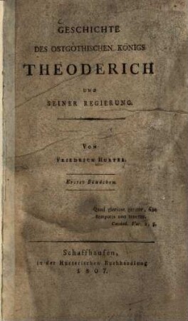Geschichte des ostgotischen Königs Theoderich und seiner Regierung, 1