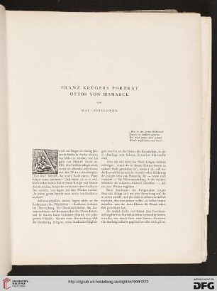 Franz Krügers Porträt Ottos von Bismarck