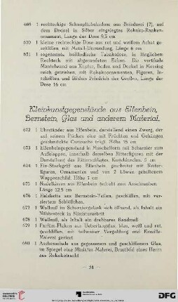 Kleinkunstgegenstände aus Elfenbein, Bernstein, Glas und anderem Material (Nr.672-683)