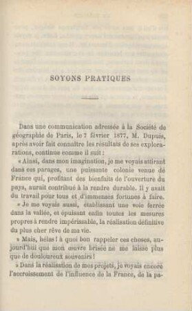 Soyons pratiques