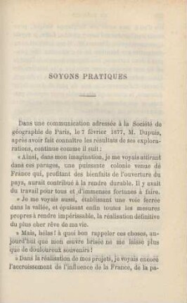 Soyons pratiques
