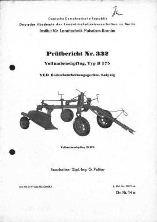 Vollumbruchpflug B 175