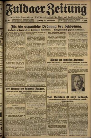 Erste Ausgabe vom Freitag, den 27. April 1934.