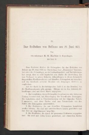 IV. Das Erdbeben von Belluno am 29. Juni 1873