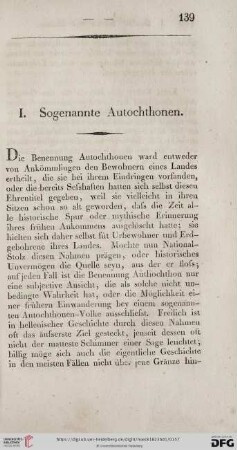 I. Sogenannte Autochthonen