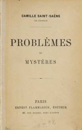 Problèmes et mystères