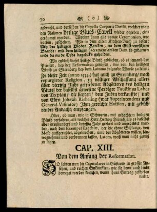 Cap. XIII. Von dem Anfang der Reformation