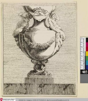 [Vase mit zwei Figuren und Girlande]