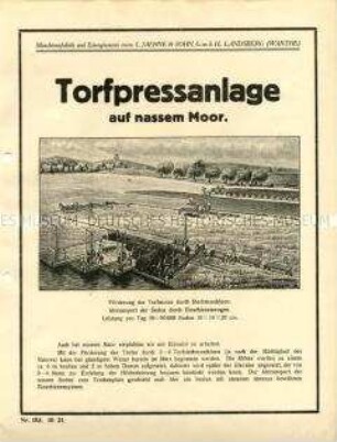 Torfpressanlage auf nassem Moor