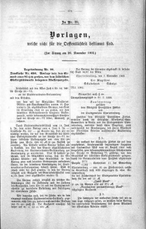 Vorlagen welche nicht für die Oeffentlichkeit bestimmt sind., 26. November 1902